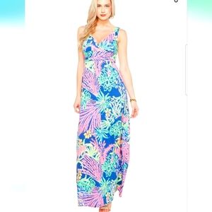 Lilly Pulitzer Women's Sloane V-Neck Tropical Maxi Dress Size Small